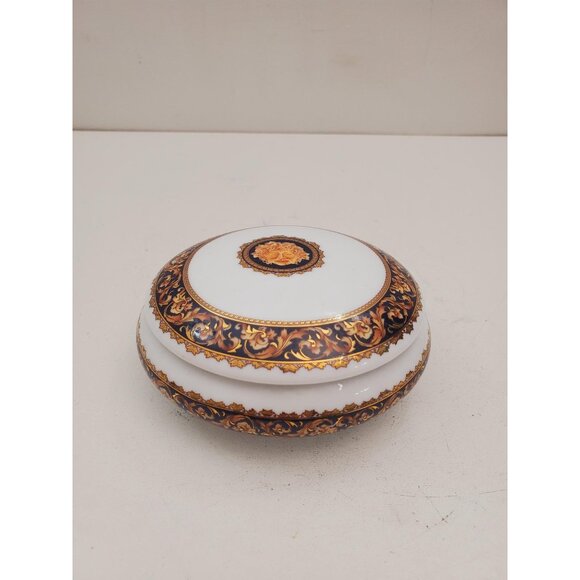 Vintage Limoges 24kt Gold Gilt Bacchus Trinket Box Dish, Fine French Porcelain - Picture 1 of 10
